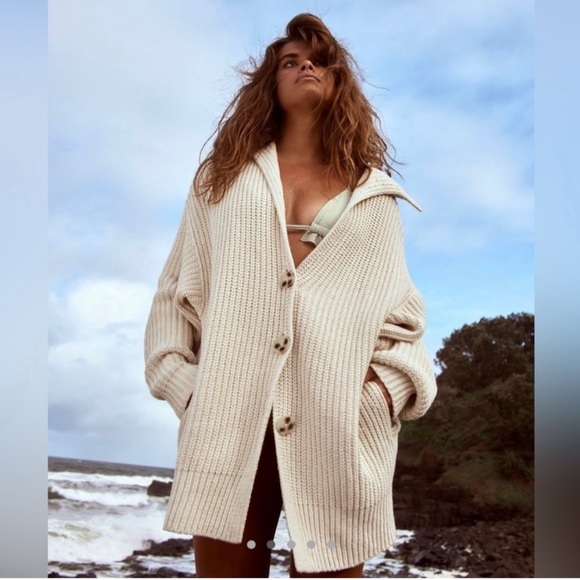Free People Sweaters - FREE PEOPLE Swim Too Deep Cardi NEW Size XS Birch Cardigan Sweater Oversized
